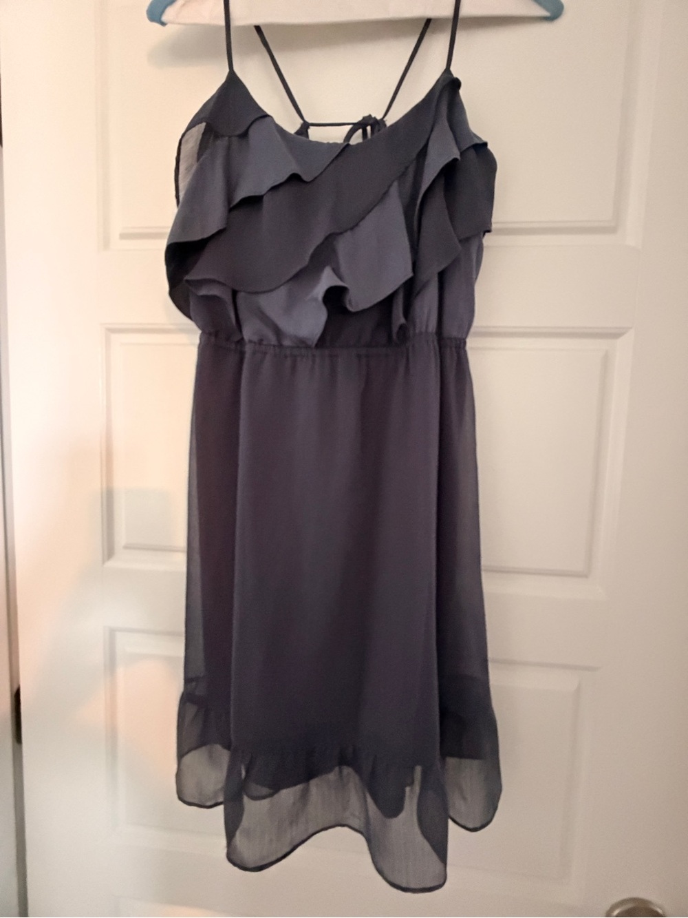 American Eagle Outfitters Navy Ruffle Spaghetti Strap Dress - Med